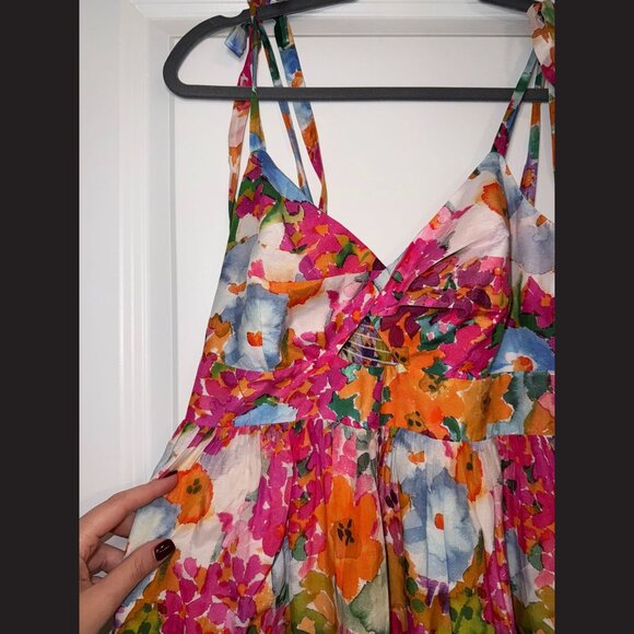 & Other Stories Floral Silk Midi Dress Size 6 - Picture 2 of 3